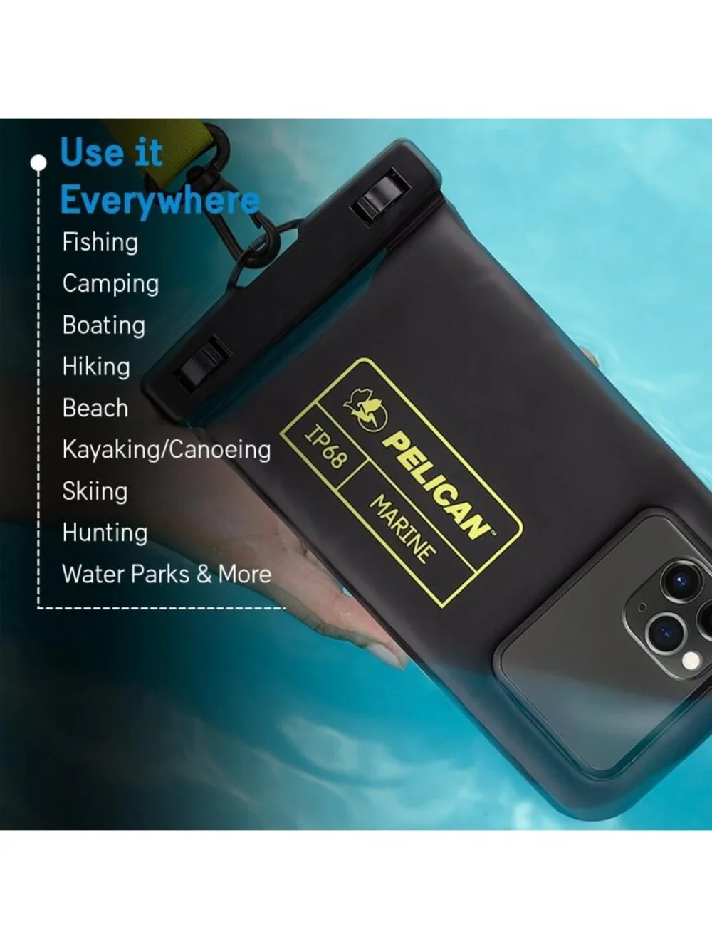 Waterproof Phone Pouch 2 Pack - Marine Grade, Black & Hi-Vis Yellow, Outdoor